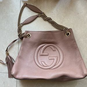 Gucci Marmont Shoulder Bag Hobo Soho Chain Handbag Blush Leather Tote